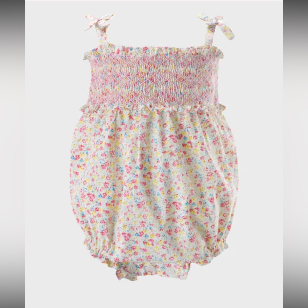 Rachel Riley Floral Smocked Baby Romper